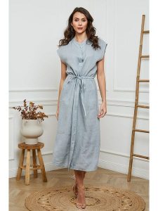 Joséfine Lniana sukienka w kolorze szarym rozmiar: S. Szare sukienki Joséfine, s, bez wzorów, ze lnu, bez kołnierzyka, bez ramiączek, maxi. Za 195,99 zł.