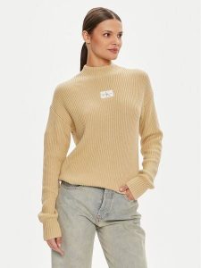 Calvin Klein Jeans Sweter J20J223609 Beżowy Loose Fit. Brązowe swetry klasyczne Calvin Klein Jeans, l, z bawełny, bez kołnierzyka. Za 279,99 zł.