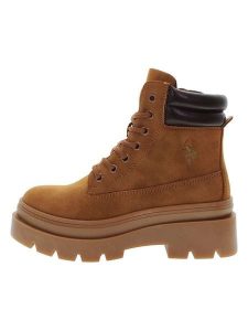 U.S. Polo Assn. Botki w kolorze jasnobrązowym rozmiar: 37. Brązowe botki U.S. Polo Assn., bez wzorów, bez obcasa, bez zapięcia. Za 214,70 zł.
