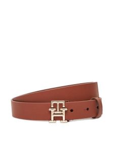 Tommy Hilfiger Pasek Damski Th Modern AW0AW17496 Brązowy. Brązowe paski TOMMY HILFIGER, bez wzorów, ze skóry. Za 179,99 zł.