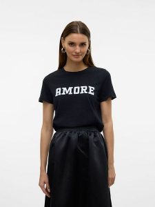 Vero Moda Koszulka w kolorze czarnym rozmiar: M. Czarne bluzki Vero Moda, m, bez wzorów, z bawełny, bez kołnierzyka, bez ramiączek. Za 61,46 zł.