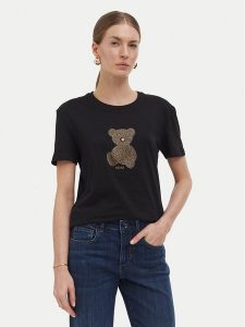 Liu Jo T-Shirt WF6436 JS923 Czarny Slim Fit. Czarne t-shirty Liu Jo, l, bez wzorów, z bawełny, bez kołnierzyka, bez ramiączek. Za 259,99 zł.