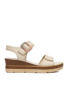 Remonte Sandały CEO-D2L58-60 Écru. Sandały Remonte, bez wzorów, ze skóry, bez obcasa, na koturnie, bez zapięcia. Za 389,99 zł.