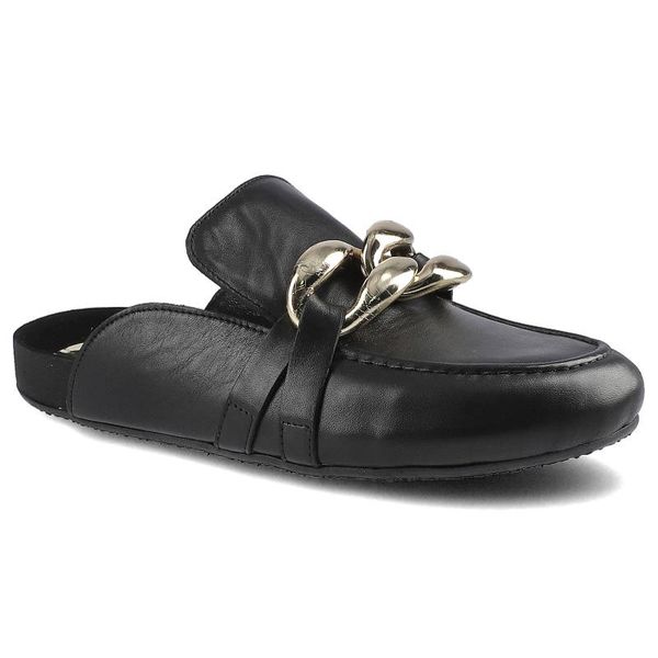 Czarne Klapki Karino Damskie Modne Obuwie. Czarne klapki Karino, z aplikacjami, ze skóry, z otwartym noskiem, bez obcasa. Za 233,00 zł.