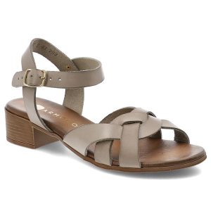 Szare Sandały Armodo Eleganckie Obuwie Damskie Na Obcasie. Szare sandały Armodo, bez wzorów, ze skóry, bez obcasa, na obcasie, bez zapięcia. Za 259,00 zł.
