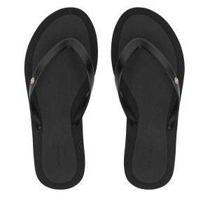 Japonki Tory Burch. Czarne klapki Tory Burch, bez wzorów, bez obcasa. Za 484,99 zł.