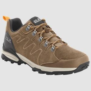 Buty trekkingowe damskie Jack Wolfskin Refugio Texapore Low. Brązowe buty trekkingowe Jack Wolfskin, z gumy, bez zapięcia. Za 528,00 zł.