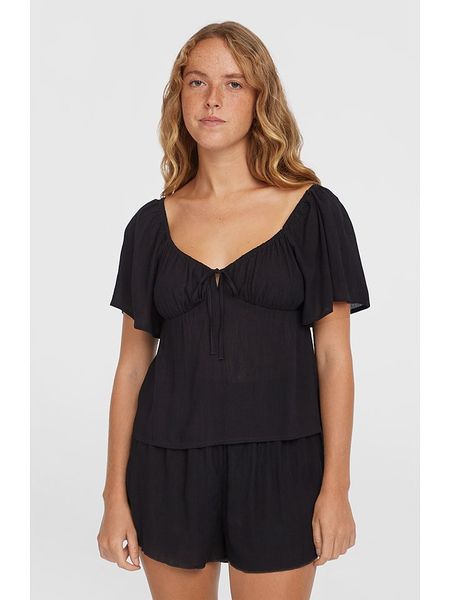 O'Neill Bluzka "Hughes" w kolorze czarnym rozmiar: XL. Czarne bluzki O'Neill, xl, bez wzorów, z wiskozy, bez kołnierzyka, bez ramiączek. Za 151,95 zł.