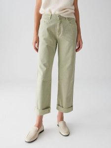 OPUS Dżinsy "Lissie" - Regular fit - w kolorze zielonym rozmiar: 40/L26. Zielone jeansy Opus, z aplikacjami, ze skóry, z podwyższonym stanem. Za 204,95 zł.