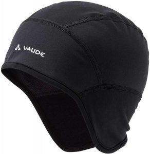 VAUDE Bike Windproof Cap III - wiatrówka czapka z polarem. Czarne czapki Vaude, bez wzorów, z materiału. Za 130,40 zł.