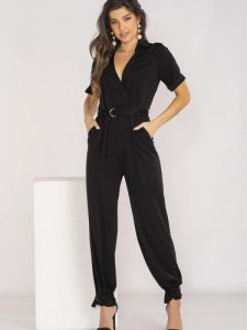 Kombinezon Model A660 Black - awama. Czarne kombinezony Awama, na lato, l, bez wzorów, z elastanu, eleganckie, bez kołnierzyka, bez ramiączek, długie. Za 468,08 zł.