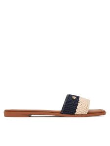 Tommy Hilfiger Klapki Flat Mule Crochet FW0FW09513 Granatowy. Niebieskie klapki TOMMY HILFIGER, bez wzorów, z materiału, bez obcasa. Za 329,99 zł.