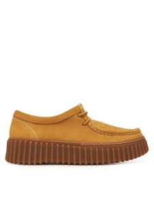 Clarks Półbuty Torhill Bee 26181188 Złoty. Żółte półbuty Clarks, bez wzorów, ze skóry, bez obcasa, na płaskiej podeszwie, bez zapięcia. Za 269,99 zł.