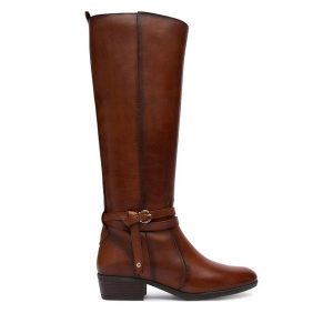 Kozaki Pikolinos. Brązowe kozaki Pikolinos, bez wzorów, bez obcasa, na płaskiej podeszwie, bez zapięcia. Za 729,99 zł.