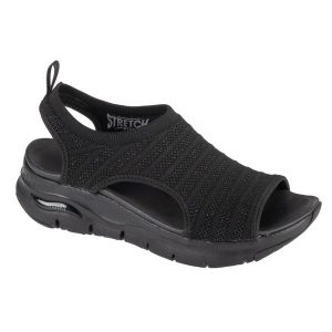 Sandały damskie, Arch Fit - Darling Days. Czarne buty trekkingowe Skechers, bez zapięcia. Za 279,99 zł.