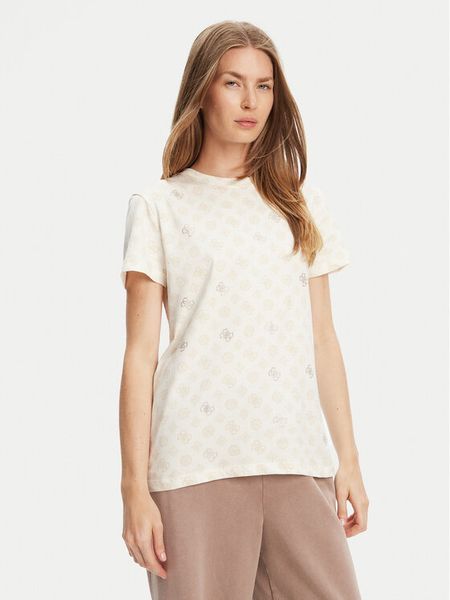Guess T-Shirt V5YI04 I3Z14 Écru Regular Fit. T-shirty Guess, xxs, z aplikacjami, z bawełny, bez kołnierzyka, bez ramiączek. Za 97,00 zł.