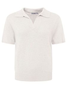 Zwillingsherz Kaszmirowa koszulka polo w kolorze kremowym rozmiar: M. Brązowe bluzki Zwillingsherz, m, bez wzorów, z kaszmiru, bez kołnierzyka, bez ramiączek. Za 347,99 zł.