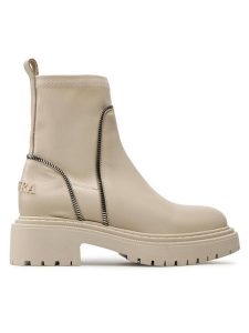 Badura Botki 101 Beżowy. Brązowe botki Badura, bez wzorów, ze skóry, bez obcasa, na płaskiej podeszwie, bez zapięcia. Za 319,99 zł.