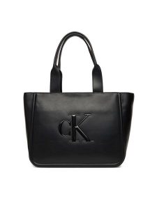 Calvin Klein Torebka Bold Ck Medium Tote LV04F3218G Czarny. Czarne torebki klasyczne Calvin Klein, bez wzorów, ze skóry, bez dodatków. Za 539,99 zł.