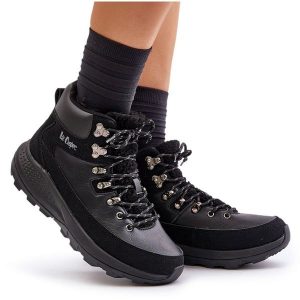 Damskie Lekkie Trapery Na Zamek Lee Cooper LCJ-24-03-3073 Czarne. Czarne botki na jesień, bez wzorów, z gumy, bez obcasa, bez zapięcia. Za 318,95 zł.