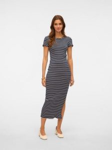 Vero Moda Sukienka w kolorze granatowym rozmiar: L. Niebieskie sukienki Vero Moda, l, bez wzorów, bez kołnierzyka, bez ramiączek, maxi. Za 101,23 zł.