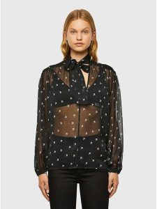 Diesel Clothes Koszula w kolorze czarno-białym rozmiar: M. Czarne koszule Diesel Clothes, m, bez wzorów, bez kołnierzyka, bez ramiączek. Za 336,45 zł.