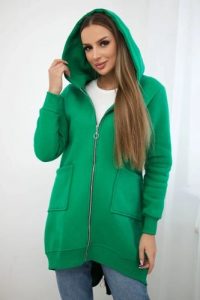 Bluza ocieplana z suwakiem z tyłu zielona. Zielone bluzy KESI, l, bez wzorów, z bawełny, bez kaptura. Za 258,24 zł.