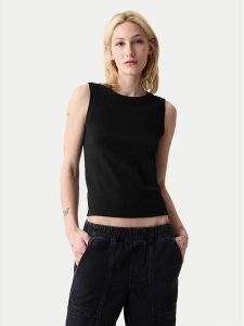 Gap Top 540735-01 Czarny Slim Fit. Czarne topy GAP, l, bez wzorów, z bawełny, bez kołnierzyka, bez ramiączek. Za 59,99 zł.