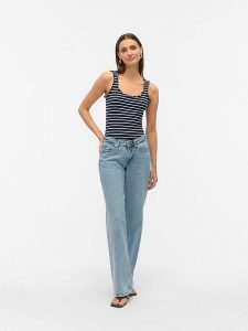 Vero Moda Top w kolorze granatowym rozmiar: S. Niebieskie topy Vero Moda, s, bez wzorów, bez kołnierzyka, bez ramiączek. Za 52,67 zł.