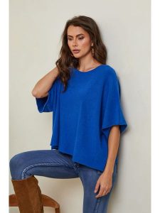 So Cachemire Sweter "Letavertes" w kolorze niebieskim rozmiar: XL. Niebieskie swetry oversize So Cachemire, xl, bez wzorów, z kaszmiru, bez ramiączek. Za 193,91 zł.