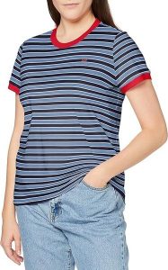 LEE DAMSKA KOSZULKA YARN DYE STRIPE TEE FROST PINK L41PKAMC 112109129. Różowe bluzki Lee, l, bez wzorów, bez kołnierzyka, bez ramiączek. Za 69,99 zł.