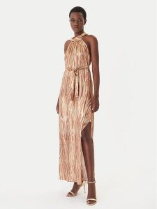 Artigli Sukienka wieczorowa ACAB004599 Brązowy Regular Fit. Brązowe sukienki Artigli, bez wzorów, z syntetyku, wizytowe, bez kołnierzyka, bez ramiączek. Za 692,99 zł.