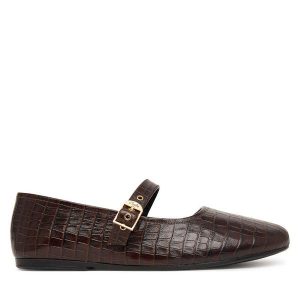 Baleriny Clarks. Brązowe balerinki Clarks, bez wzorów, bez obcasa, bez zapięcia. Za 349,99 zł.