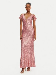 Rinascimento Sukienka wieczorowa CFC0122589003 Różowy Regular Fit. Czerwone kombinezony Rinascimento, xl, bez wzorów, z syntetyku, wizytowe, bez kołnierzyka, bez ramiączek. Za 429,99 zł.