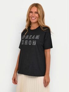 Kaffe T-Shirt Jenny 10508462 Czarny Regular Fit. Czarne t-shirty Kaffe, s, bez wzorów, z bawełny, bez kołnierzyka, bez ramiączek. Za 139,99 zł.