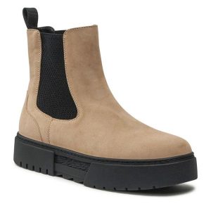 Sztyblety Jenny Fairy. Brązowe botki Jenny Fairy, bez wzorów, bez obcasa, na płaskiej podeszwie, bez zapięcia. Za 84,98 zł.