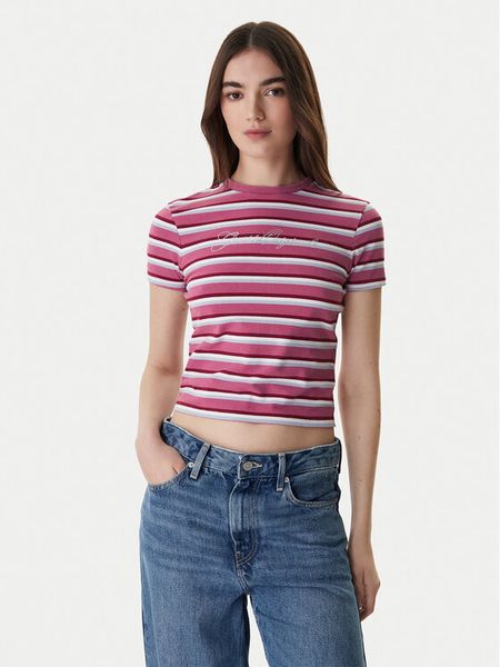 Guess T-Shirt W6RI41 J1314 Różowy Regular Fit. Czerwone t-shirty Guess, m, z aplikacjami, z bawełny, bez kołnierzyka, bez ramiączek. Za 209,99 zł.