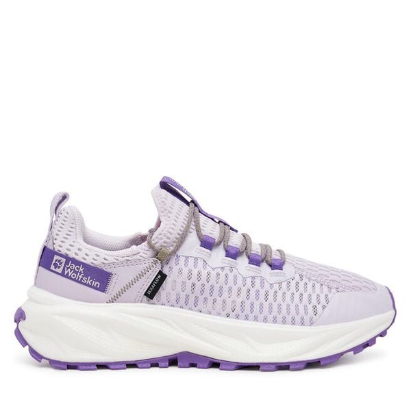 Trekkingi Jack Wolfskin. Fioletowe buty sportowe Jack Wolfskin, bez wzorów, bez zapięcia, trekkingowe. Za 359,99 zł.