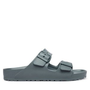Klapki Birkenstock. Szare klapki Birkenstock, bez wzorów, bez obcasa. Za 229,99 zł.