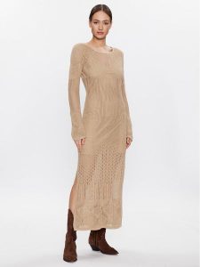 Herskind Sukienka codzienna Kennedy 4740921 Beżowy Slim Fit. Brązowe sukienki Herskind, na co dzień, s, bez wzorów, z bawełny, bez kołnierzyka, bez ramiączek, proste. Za 679,99 zł.