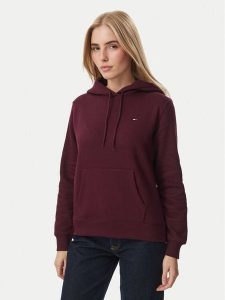Tommy Jeans Bluza DW0DW19958 Bordowy Regular Fit. Czerwone bluzy Tommy Jeans, xl, bez wzorów, z jeansu, bez kaptura. Za 329,99 zł.