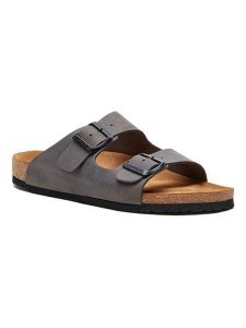 Comfortfusse Skórzane klapki w kolorze szarym rozmiar: 37. Szare klapki Comfortfüße, bez wzorów, z otwartym noskiem, bez obcasa. Za 260,99 zł.