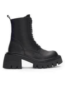 Badura Trapery 8099 Czarny. Czarne buty zimowe Badura, ze skóry, bez obcasa, bez zapięcia. Za 429,99 zł.