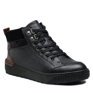 Trzewiki Go Soft. Czarne botki Go Soft, bez wzorów, bez obcasa, na płaskiej podeszwie, bez zapięcia. Za 149,99 zł.