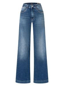 MAC Dżinsy "Rich Palazzo" - Wide fit - w kolorze niebieskim rozmiar: W40/L30. Niebieskie jeansy MAC, z aplikacjami, ze skóry, z podwyższonym stanem. Za 299,95 zł.
