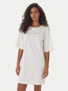 Emporio Armani Sukienka codzienna EW000618 AF20243 U1131 Biały Regular Fit. Białe kombinezony Emporio Armani, s, bez wzorów, z wiskozy, bez kołnierzyka, bez ramiączek. Za 469,99 zł.