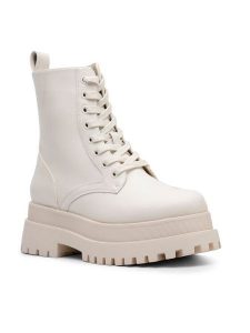 DeeZee Trzewiki H38-STORMZ-2 Beżowy. Brązowe botki DeeZee, bez wzorów, ze skóry, bez obcasa, na słupku, bez zapięcia. Za 199,99 zł.