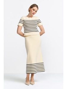 Rich & Royal Spódnica w kolorze beżowo-czarnym rozmiar: XL. Brązowe spódnice Rich & Royal, na co dzień, xl, bez wzorów, midi. Za 240,45 zł.