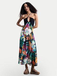 Desigual Sukienka letnia Daikiri Cord 26SWVW63 Kolorowy Regular Fit. Kombinezony Desigual, na lato, xl, bez wzorów, z wiskozy, bez kołnierzyka, bez ramiączek. Za 489,99 zł.