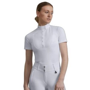 Koszula jeździecka damska Premier Equine Famosa. Białe koszule PREMIER EQUINE, l, bez wzorów, bez kołnierzyka, bez ramiączek. Za 348,95 zł.